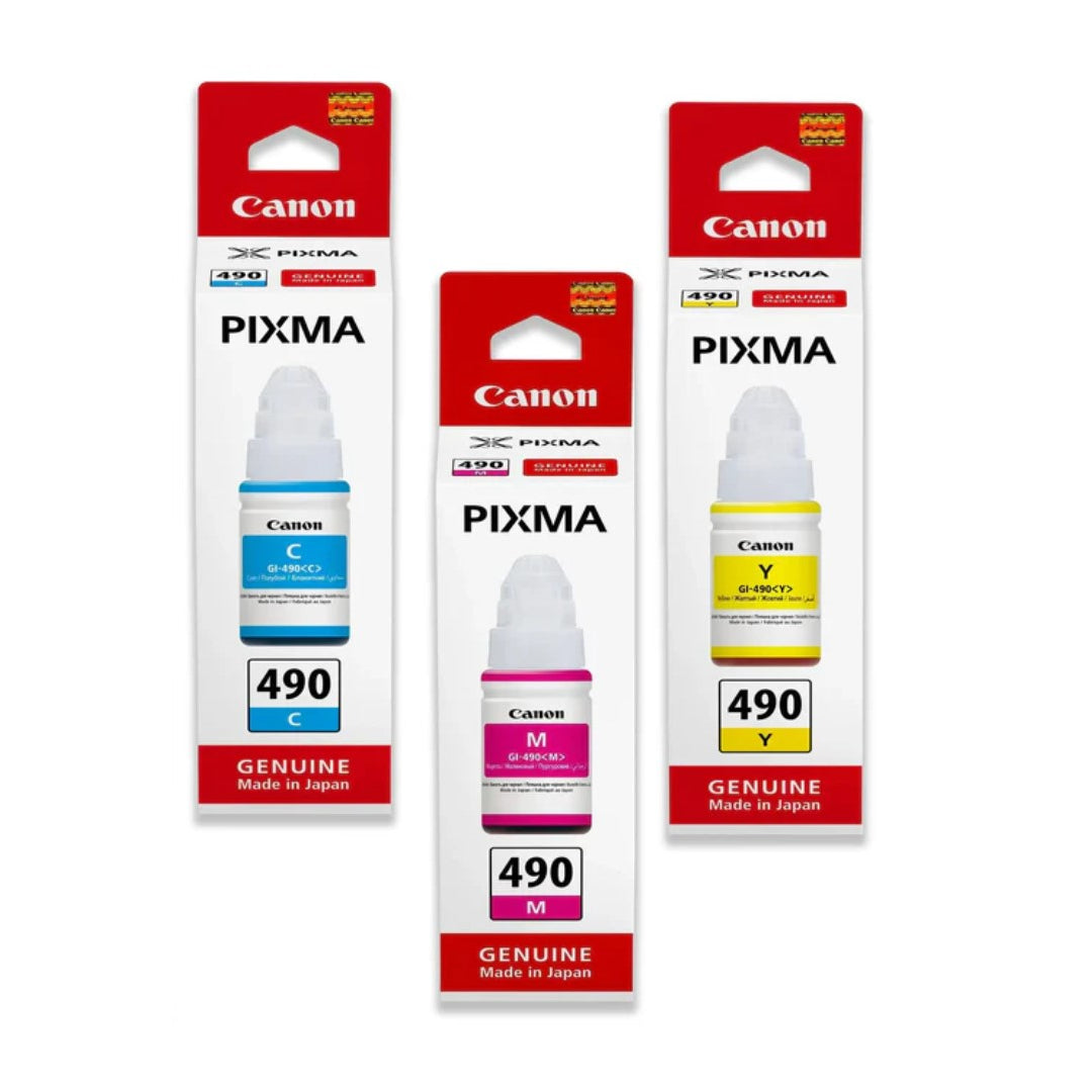 زجاجة حبر كانون GI-490 (سماوي / أرجواني / أصفر)