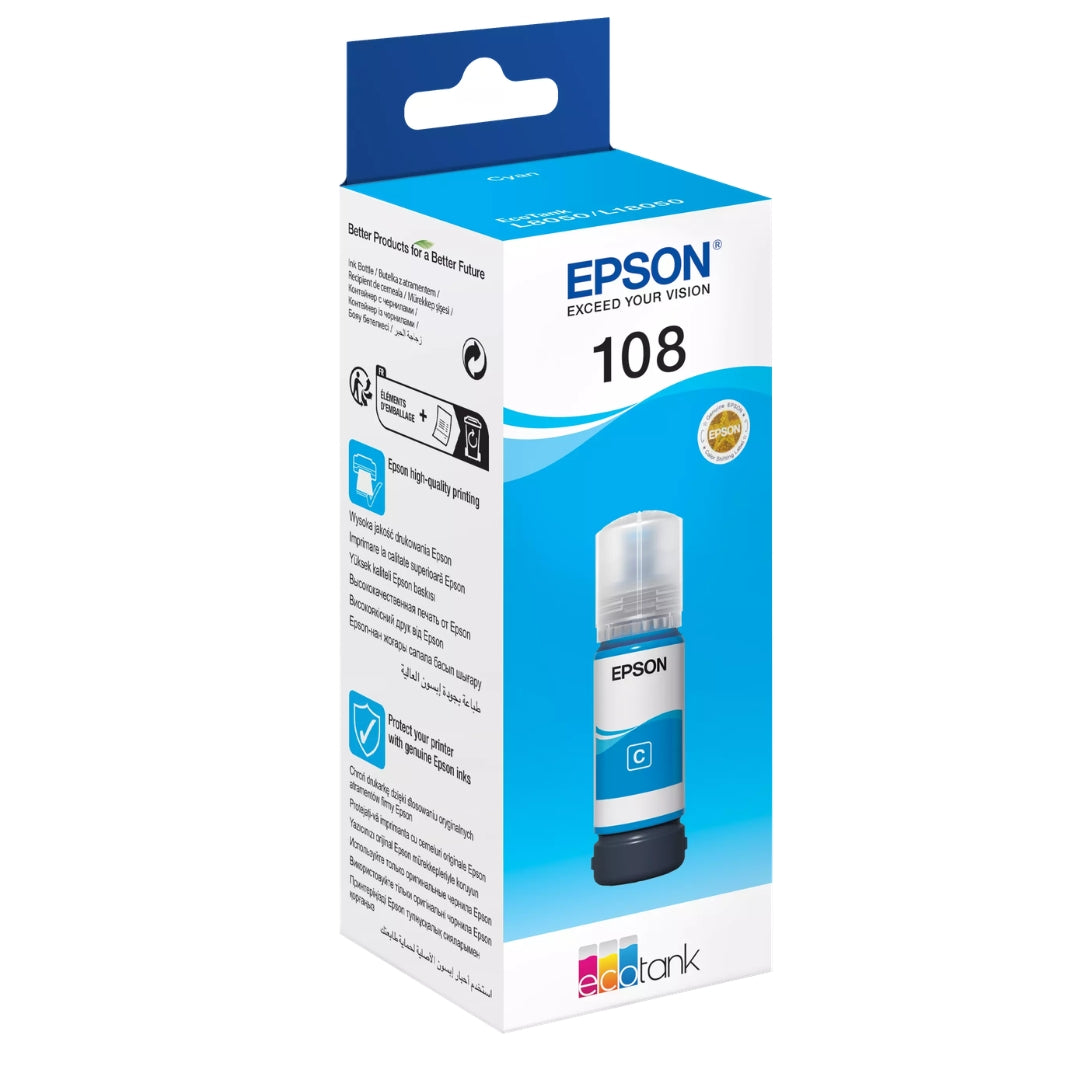 Epson 108 EcoTank Cyan Ink Bottle 70ml