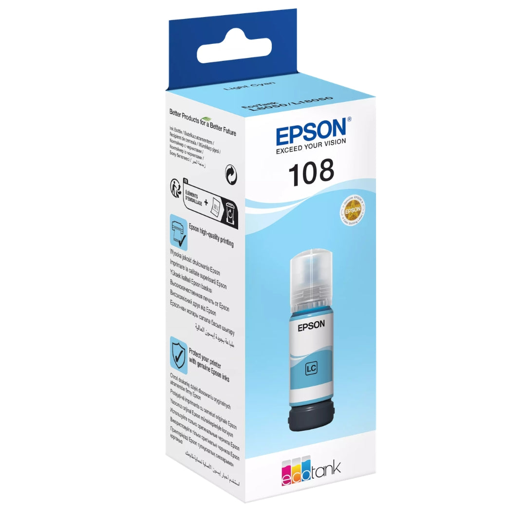 Epson 108 EcoTank Light Cyan Ink Bottle 70ml